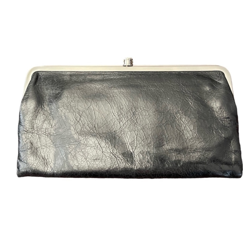 HOBO Lauren wallet clutch in black with silver hardware